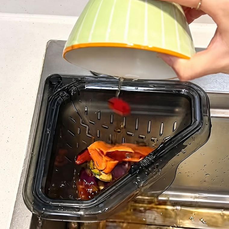 주방 싱크대 코너 원터치 음식물 쓰레기통 자석 부착형 찌꺼기 수거함