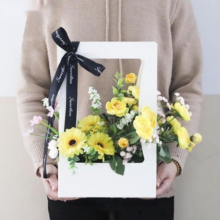 꽃선물 포장 종이백 리본