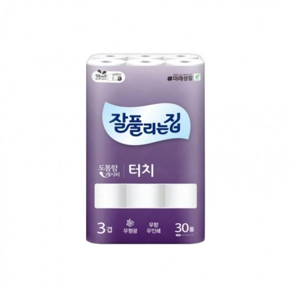 잘풀리는집 터치 25m 30롤 화장지 3겹 화장실 롤휴지