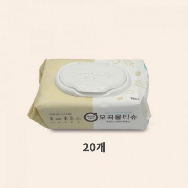 깨끗한나라 오곡물티슈 캡형 100매입 20개