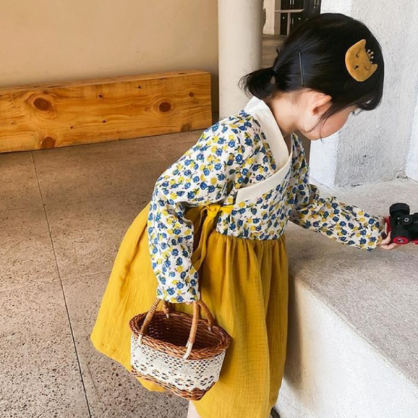 입기편한 원피스형 여아 꽃무늬 한복 유아 어린이 100 110 120 130 3세 4세 5세 6세 7세