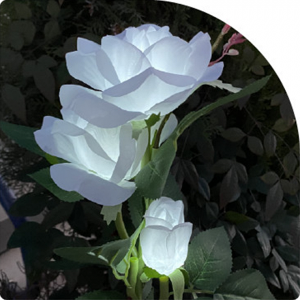 태양광 자동충전 LED 무선 조명 화이트장미 팬션 전원주택 정원 꽃 야외조명 생활방수 자동점등 정원등
