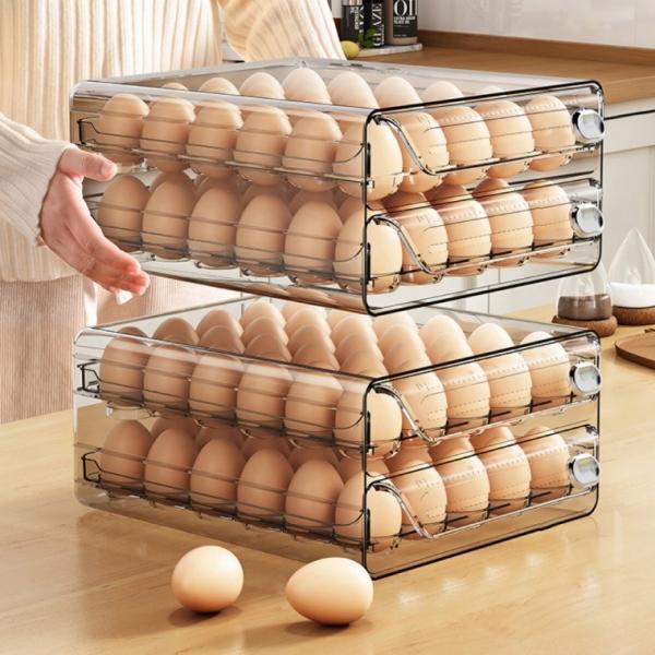 [히트템] 투명 서랍식 계란보관함 계란트레이 계란정리함 에그 트레이 2단