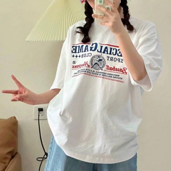 G126617 나염프린팅 라운드 반팔티셔츠