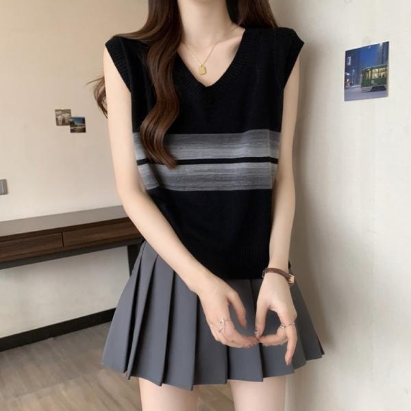 G126682 레이어드 V넥 니트조끼 간절기베스트