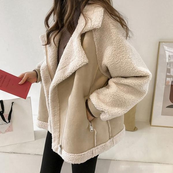 G126822 양털배색 페이크 무스탕 집업자켓