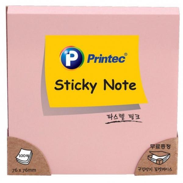 프린텍 7676P 파스텔스티키노트 핑크 76x76