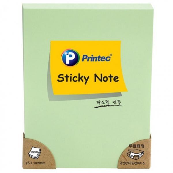 프린텍 76102G 파스텔스티키노트 연두 76x102