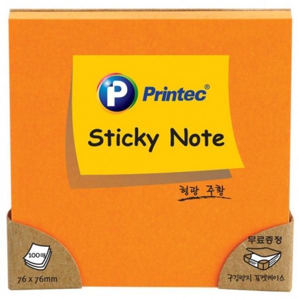 프린텍 N7676O 형광스티키노트 형광주황 76x76