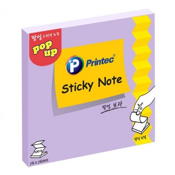 프린텍 P7676V 팝업스티키노트 보라 76x76