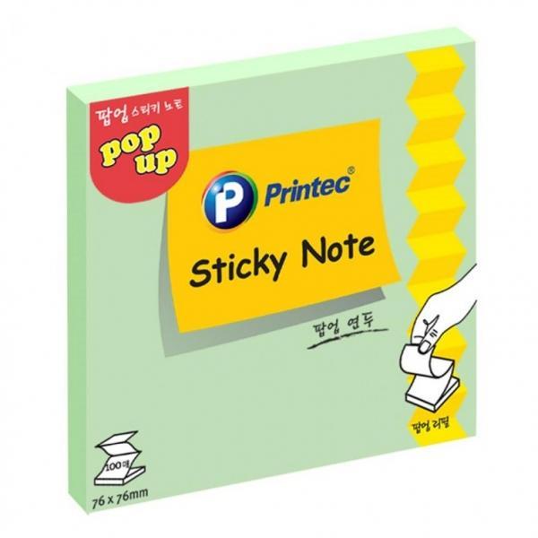 프린텍 P7676G 팝업스티키노트 그린 76x76