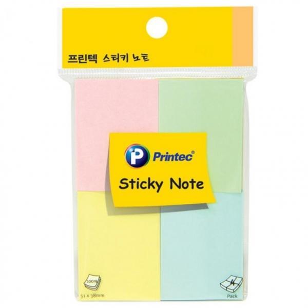 프린텍 A040 혼합스티키노트 파스텔4색 100매 51x38