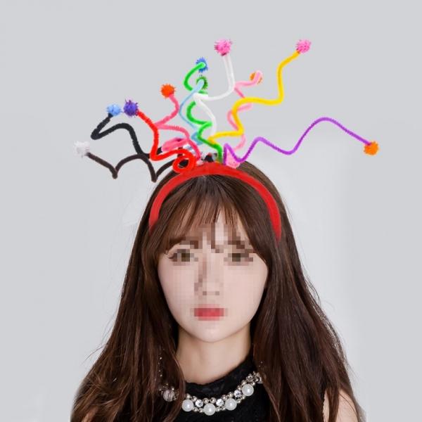 레인보우스프링머리띠 축하 촬영 소품 생일 파티 행사
