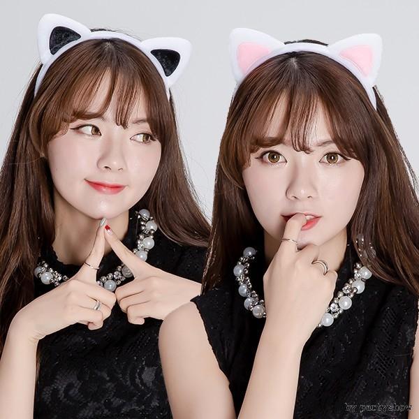 (화이트고양이머리띠)파티용품 파티머리띠 생일파티