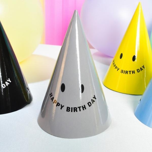 스마일생일고깔모자 그레이(6개입) 파티 축하 꼬깔
