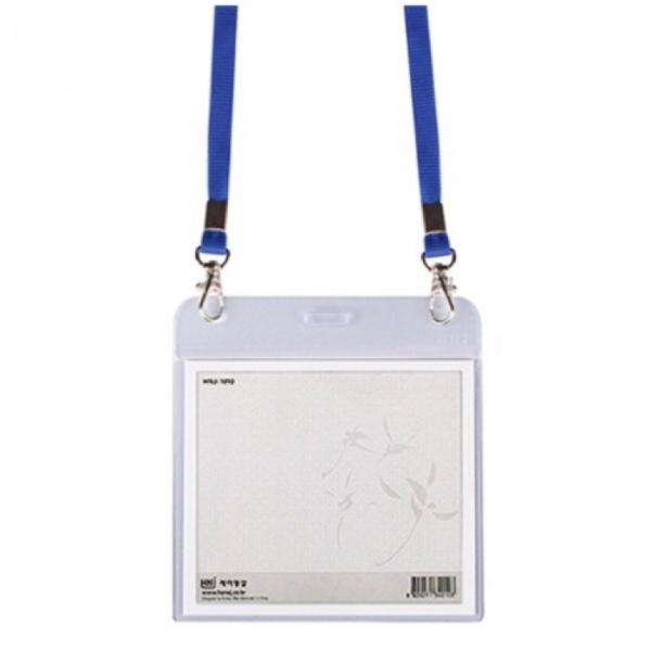 하나 고급스퀘어명찰 가로 민 청색 110x95mm HNJ-1193 목걸이 이름표