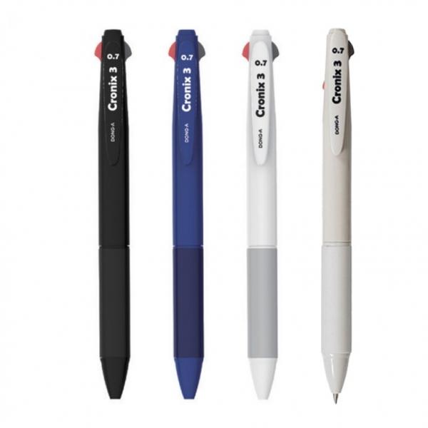 동아 크로닉스 3색볼펜 0.7mm 불투명 바디컬러 다색 필기구