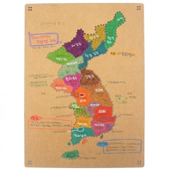뚝딱 우든페이퍼 우리나라 지도 바느질 꾸미기 만들기 그림 그리기 교구 재료