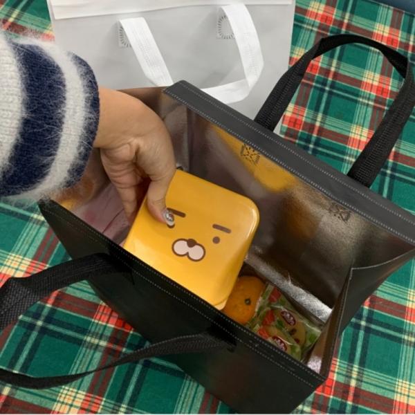 보온보냉 부직포 쇼핑백 가방 블랙 대