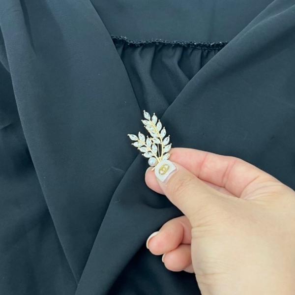 진주 월계수 옷핀 브로치