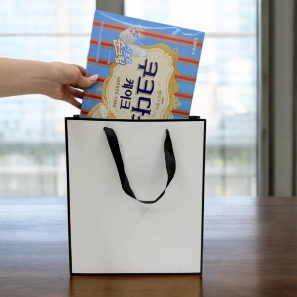 화이트톤 무지 세로 직사각쇼핑백 중