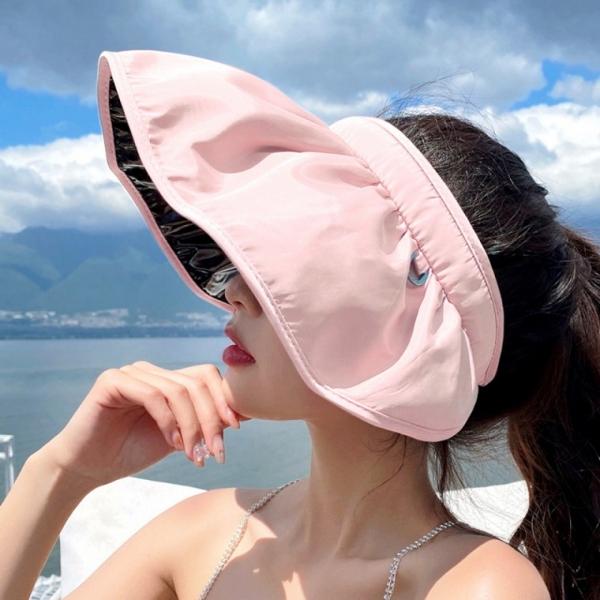롤업 접는 머리띠 썬캡 모자 핑크