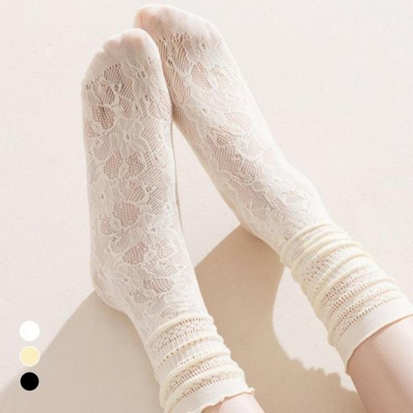 플라워 시스루양말 여성 중목 여름 레이스 패션 양말