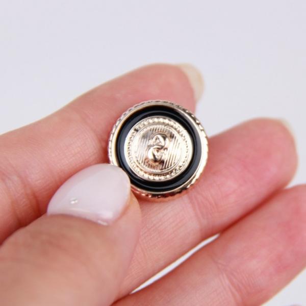 가디건 금장단추 원형 블랙 18mm
