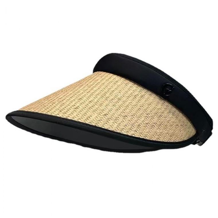 내츄럴 여성 자외선차단 라탄 선캡 밀짚모자