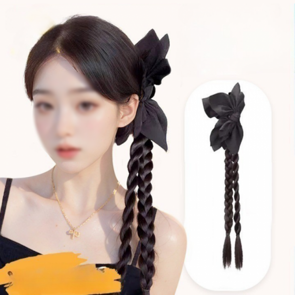 [보리별] 땋은머리 집게핀 헤어피스 가발 리본집게핀 한복머리 무용소품 웨딩 스냅 헤어