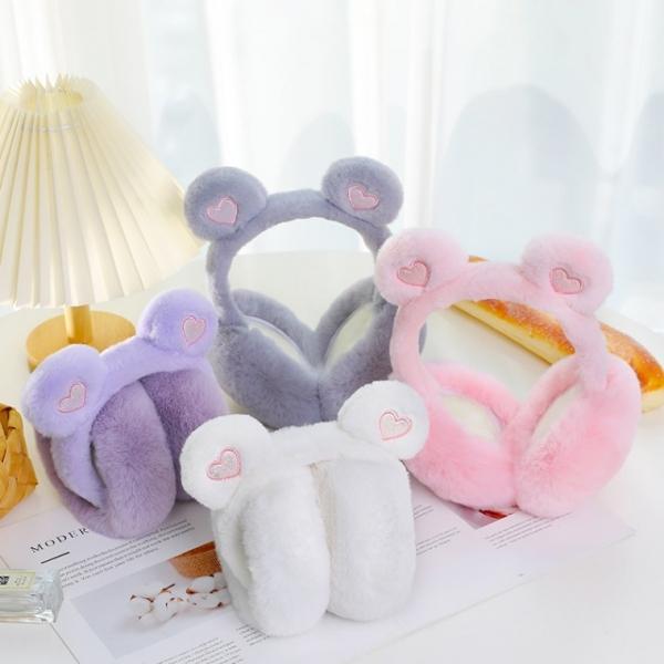 [싸더라] 하트 귀마개 이어머프 귀도리 폭신한 겨울 방한 털귀마개