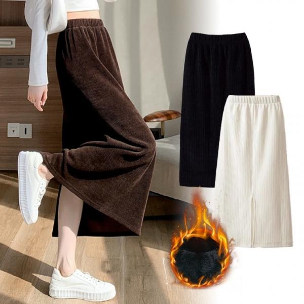 따뜻한 기모 골덴스커트 코듀로이치마 밴딩 플 일자 치마