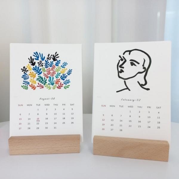 2026년 달력  인테리어 탁상 앙리마티스 명화 CALENDAR 원목받침대 포함