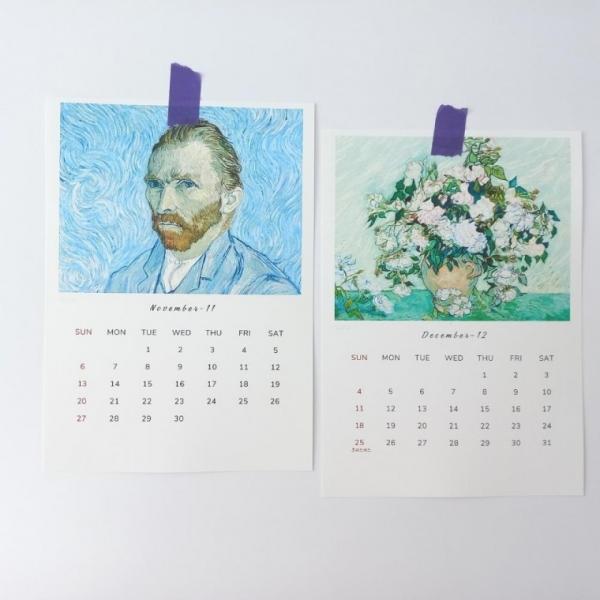 원목받침포함 2026년 달력 CALENDAR  인테리어 탁상 명화 캘린더 반고흐