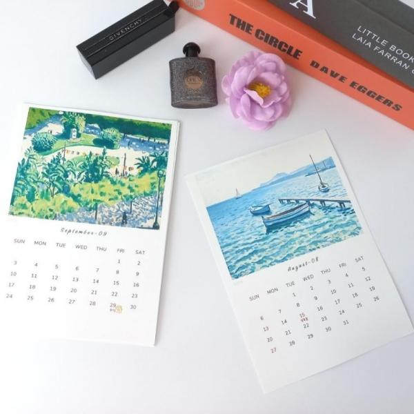 2025년 명화 탁상 달력 포스터 인테리어 CALENDAR 제작 원목받침포함 알베르 마르케