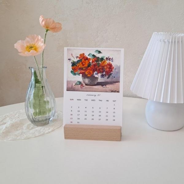 CALENDAR 원목받침포함 2026년 탁상 달력  모던 인테리어 명화 캘린더 그레이브스