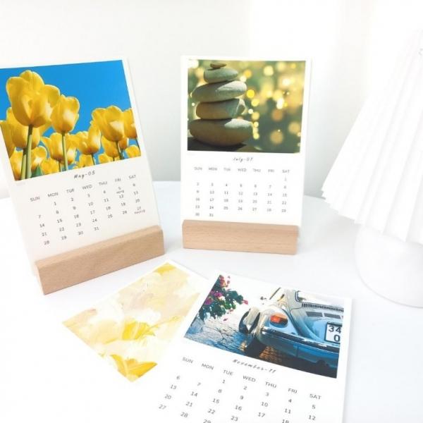 원목받침포함 2026년 포토  인테리어 탁상 사진 달력 CALENDAR 주문제작가능