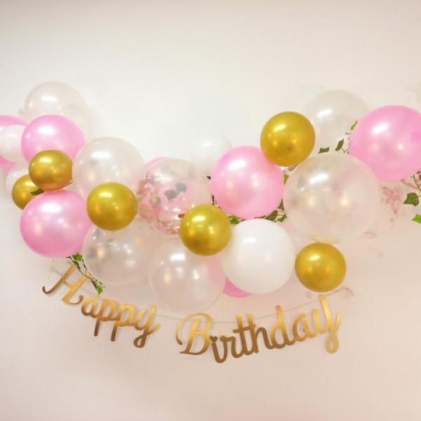 생일파티 풍선세트 이벤트 축하 풍선가랜드 꾸미기 유치원생일파티 용품 유칼립 핑크골드 클라우드풍선