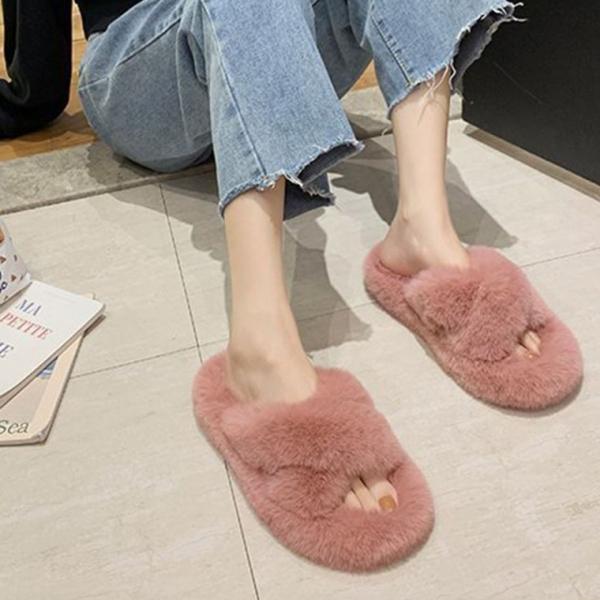 밍크 퍼 실내화 굽2cm 털 슬리퍼 사무실 병원 논슬립 거실화 네일샵