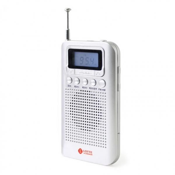 롯데 핑키9실버 액정 메모리 휴대용 FM AM 라디오