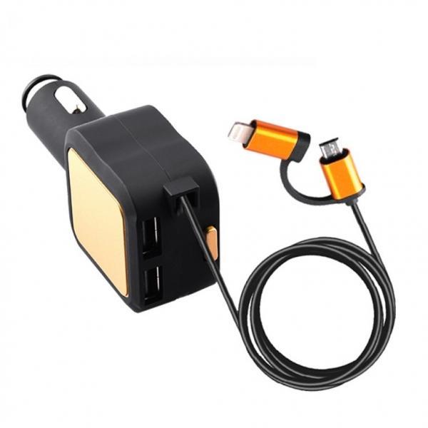 로카627 듀얼 4.8A 릴케이블 USB 고속 차량용충전기