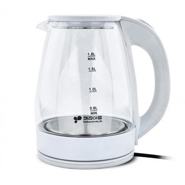 키친아트0018GH 포이베 강화유리 전기주전자 1.8L 무선포트 티포트 전기포트