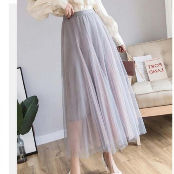 밴딩 샤랄라 쉬폰 A라인 롱치마 날씬 스커트 쉬폰치마 러블리스커트