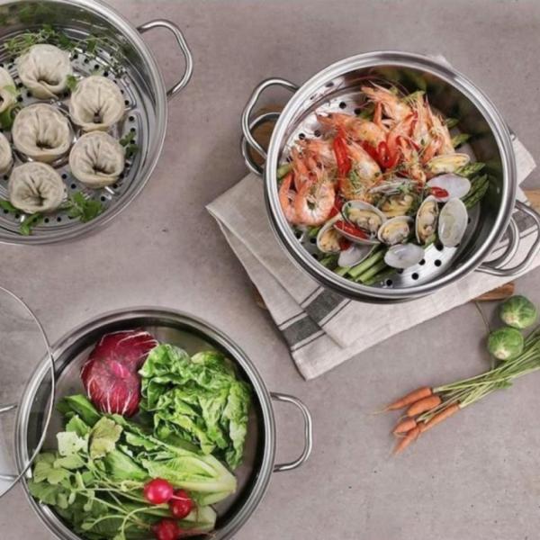 찜냄비 찜솥 28cm 대형 대형찜솥 2단스텐 찜기 인덕션겸용 곰솥