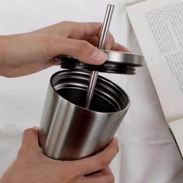 스트로우 빨대 보온보냉 스텐텀블러 보온병 500ml 빨대병 테이크아웃