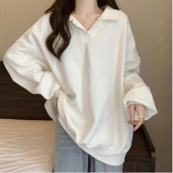 아이템 베이직 여자 긴팔 맨투맨 오버핏 카라 오버핏 루즈핏 카라티 가을티