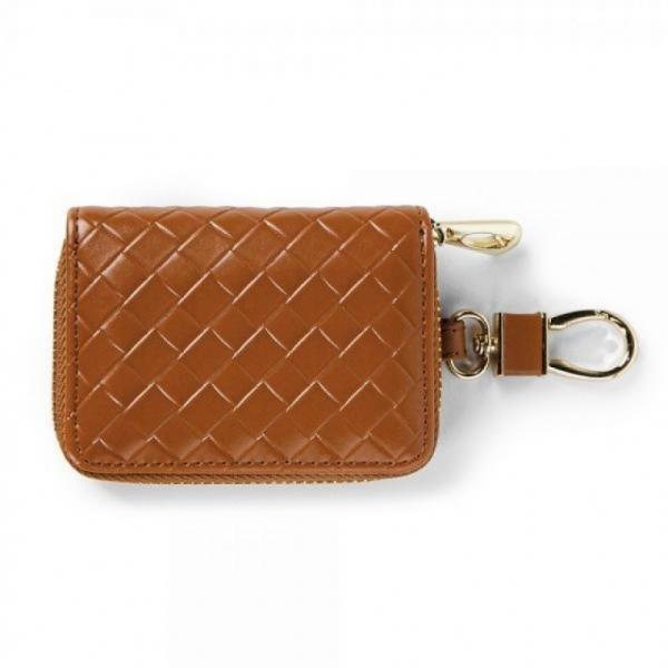 키홀더 소가죽 지갑 에스깔리아 포켓 격자 패턴 깔끔한 소가죽 미니 키홀더