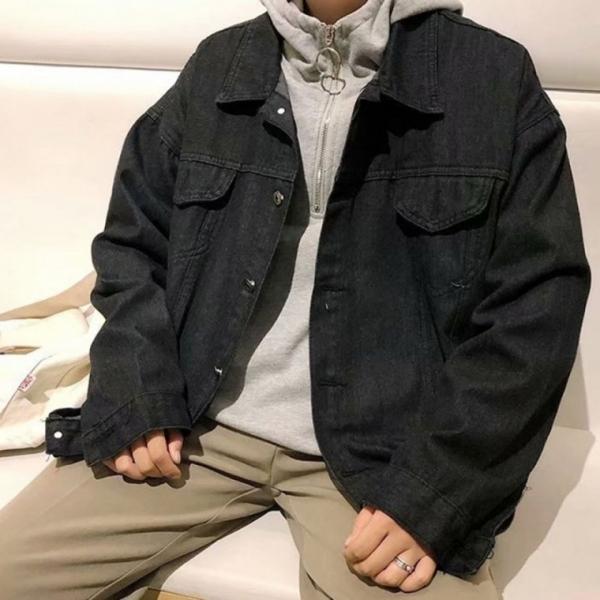 베이직 남자 청자켓 포켓 데님 자켓 오버핏 아우터