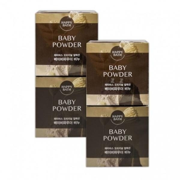 해피바스 비누 세수 세안 클렌징 비누 파우더향 4개