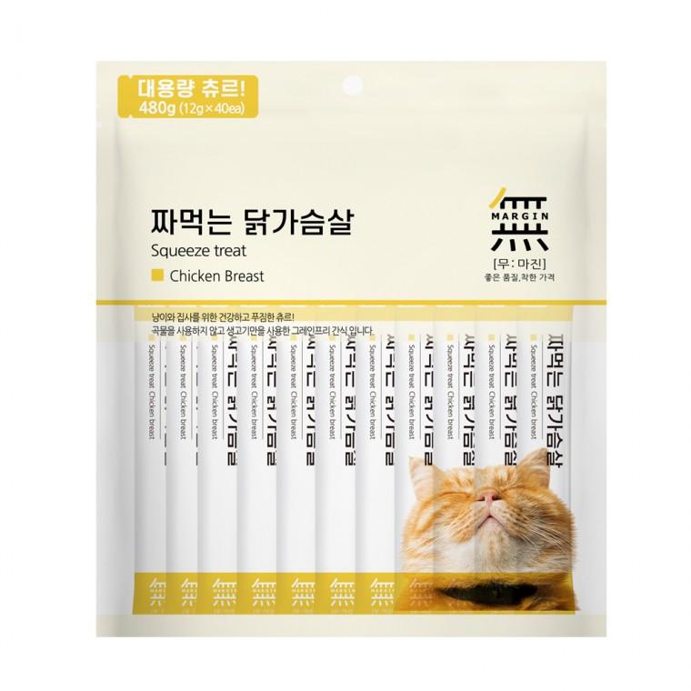 [럽펫] 바우와우 무마진 짜먹는 닭가슴살 대용량 고양이츄르 40개입